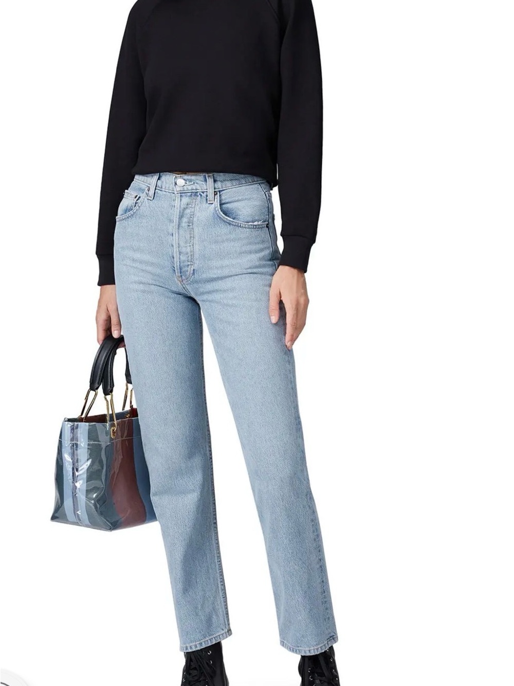 Reformation women’s 23 Cynthia high rise relaxed leg jeans in Tahoe wash